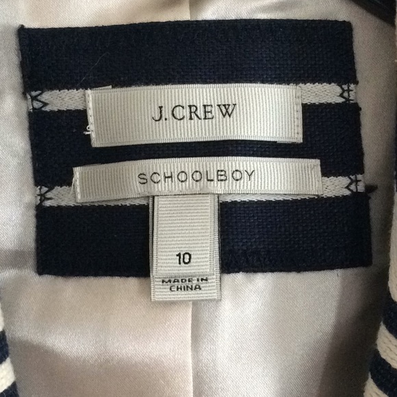 J. Crew Navy & White Striped Blazer, Size 10. - Picture 2 of 8